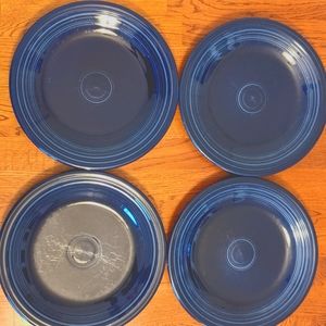 Set of 4 cobalt blue Fiesta dinner plates